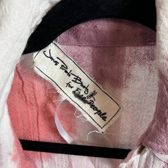 Jen's Pirate Booty for Free People Venice Beach Button Down Shirt Pink - Picture 8 of 9